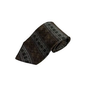 Vintage‎ HILL ARCHER Multi Color brown tan black Silk Necktie 58" X 3.75" USA